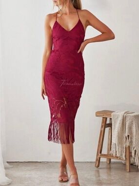 White Fox Lace Midi Dress Size Small